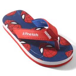 Pine Kids Marvel Slip On Flip Flops Spiderman Design - Blue & Red image 3
