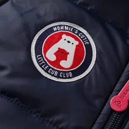 Babyoye Woven Full Sleeves Padded Hooded Jacket With Pockets - Navy Blue & Red image 3