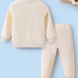 Mark & Mia Cotton Full Sleeves Winter Wear T-Shirt & Lounge Pant Set With Dino Print - Cream image 3