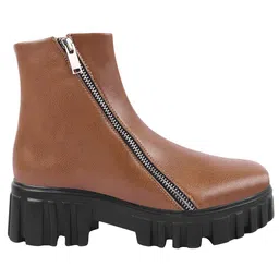 Shoetopia Solid Zipper Closure Boots - Tan image 4