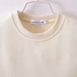 Mark & Mia Cotton Full Sleeves Winter Wear T-Shirt & Lounge Pant Set With Dino Print - Cream image 4