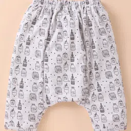 Ben Benny 100% Cotton Interlock Knit Ultra Comfort Diaper Leggings Snail & Milk Print Pack of 2 - White & Charcoal image 5