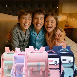 Bonfino Checks Print Backpack Pink - Height 15 Inches image 5