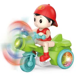 AKN TOYS Cartoon Moving Toys Electric Rotating Stunt Tricycle Toy Battery Operated Light and Sound - PACK OF 1- ( COLOR AND DESIGN MAY VARY) image 5
