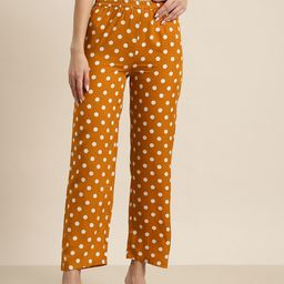 Qurvii Polka Dots Printed Comfort High-Rise Easy Wash Trousers-picture-8
