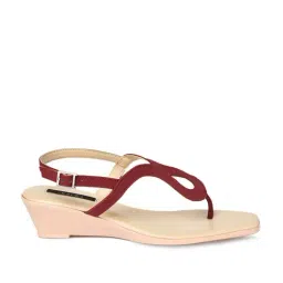Aurelia Women's Maroon Back Strap Wedges-picture-31
