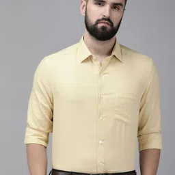 Arrow Pure Cotton Self Design Textured Manhattan Slim Fit Opaque Formal Shirt-picture-38