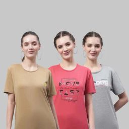 Vimal Jonney Beige & Pink Cotton Printed Sports T-Shirt - Pack Of 3-picture-42
