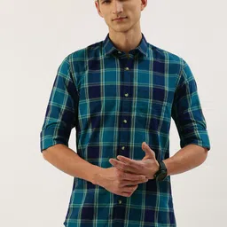 Peter England Men Slim Fit Opaque Checked Casual Shirt-image-57