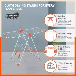 Bathla Foldable Cloth Drying Stand Steel Mobidry, NEO - IMDN image 3
