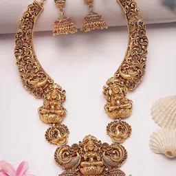 Sukkhi Gold Plated Ghungroo & Stones Studded Traditional Temple Necklace With Earrings-image-63