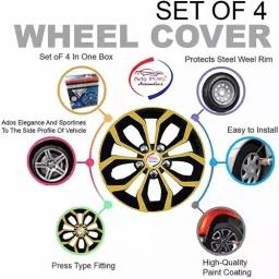 Auto Pearl Cop01_355.6 mm(14 Inch) Press Type Wheel Cap Hubcap with Retention Ring Glossy Golden Wheel Cover for Honda Amaze14 cm image 2