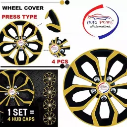 Auto Pearl Cop01_355.6 mm(14 Inch) Press Type Wheel Cap Hubcap with Retention Ring Glossy Golden Wheel Cover for Honda Amaze14 cm image 3