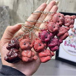 Adbeni Set Of 2 Cartoon Keychain Cute Glossy Lip Gloss- 5 ml Each- Peach- Pink image 2