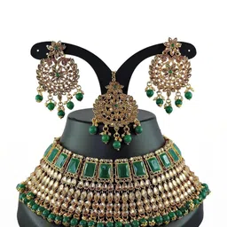 VATSALYA creation Gold-Plated Artificial Stone Studded Jewellery Set image 1