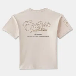 R&B Boys Beige Cotton Printed T-Shirt image 2