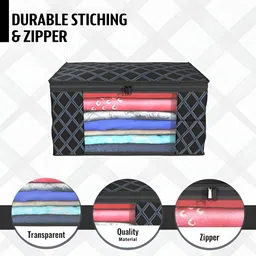 Aura Black And Grey 12 Pieces Checked Foldable Saree Covers image 4