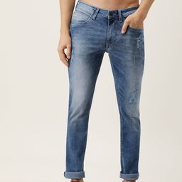 Flying Machine Men Blue Micheal Slim Tapered Fit Mildly Distressed Stretchable Jeans-picture-1