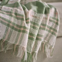 ikea biskopsmössa Throw, green/off-white, 130x170 cm image 3