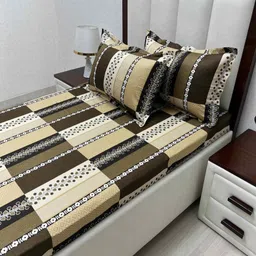 Pure Decor Lounge Fur Brown Printed 300TC Pure Cotton Single Bedsheet Set 1.73 m x 2.36 m image 5