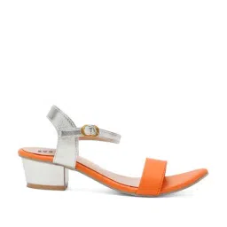 Tiny Bugs Kids Orange & Silver Ankle Strap Sandals-image-30
