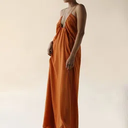 LULU & SKY Women Plunge Neck Shoulder Straps Maxi Dress image 4