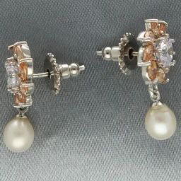 Sri Jagdamba Pearls White & Orange Jasmine Earrings for Women-picture-35