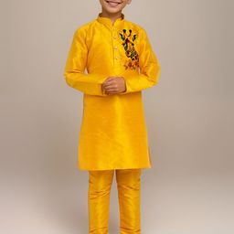DEVOILER Boys Animal Printed Mandarin Collar Straight Kurta-picture-16