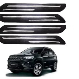 SCA Rubber Car Side Bumper Protector Guard with Double Chrome Strip for Jeep Compass All Model Black (Set of 4)-picture-12