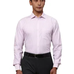 Park Avenue Light Pink Slim Fit Striped Cotton Shirt-picture-14
