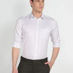 Arrow White Cotton Regular Fit Striped Shirt-picture-18