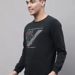 Cantabil Dark Green Regular Fit Round Neck Printed Sweatshirt image 3