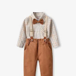 JC SPARKLE Boys Checked Long Sleeves Shirt With Trousers & Suspenders-picture-18