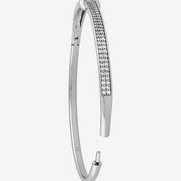 Kushal's Fashion Jewellery Rhodium-Plated & White Copper Zircon Bangle image 3