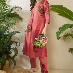 Indo Era Printed Pure Cotton Top & Trousers Co-Ords-picture-33