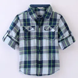 INFINITY Cotton Woven Full Sleeves Checked Shirt - Blue-image-92