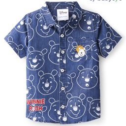 Babyoye Disney Cotton Woven Half Sleeves Shirt with Winnie The Pooh Print - Navy Blue-picture-33