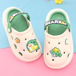 Oh! Pair Back Strap Closure Clogs With Shark Applique - Green-picture-47