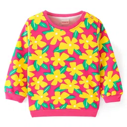 Babyhug Cotton Knit Full Sleeves Sweatshirt With Floral Print - Pink-picture-23