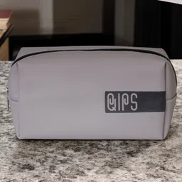 QIPS Rectangular PU-coated Cosmetic & Makeup Utility Bag | Travel Pouch - Grey-image-1