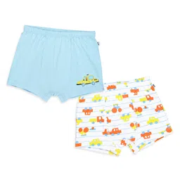 Plan B Cotton Knit Pack Of 2 Car Printed Boxers - White & Powder Blue-image-33