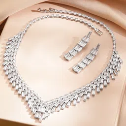 Rubans Rhodium-Plated Crystal American Diamond & Cubic Zirconia-Studded Jewellery Set image 5