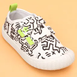Cute Walk by Babyhug Velcro Closure Abstract Printed Casual Shoes - White & Lime Green image 2