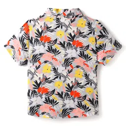 CrayonFlakes Rayon Woven Half Sleeves Floral Printed Shirt - Grey image 3