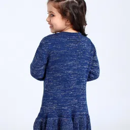 Babyhug Full Sleeves Solid Sweater Tassel & Glitter Detailing- Blue image 3
