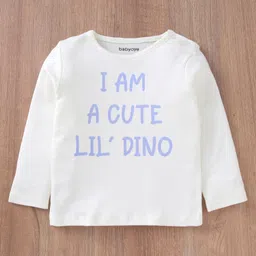 Babyoye Eco conscious Organic 100% Cotton Dungaree with Full Sleeves Tee Dinosaur & Text Print - Purple image 3