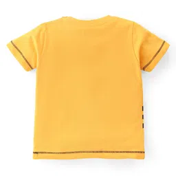 Babyhug Cotton Knit Half Sleeves Night Suit With Tiger Print - Yellow & Black image 3