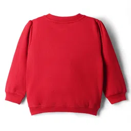 Babyhug Cotton Knit Full Sleeves Sweatshirt With Teddy Bear Patch - Red image 3