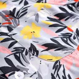 CrayonFlakes Rayon Woven Half Sleeves Floral Printed Shirt - Grey image 5