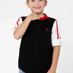 Kate & Oscar Kids Black & White Cotton Embroidered Full Sleeves Shirt-picture-19